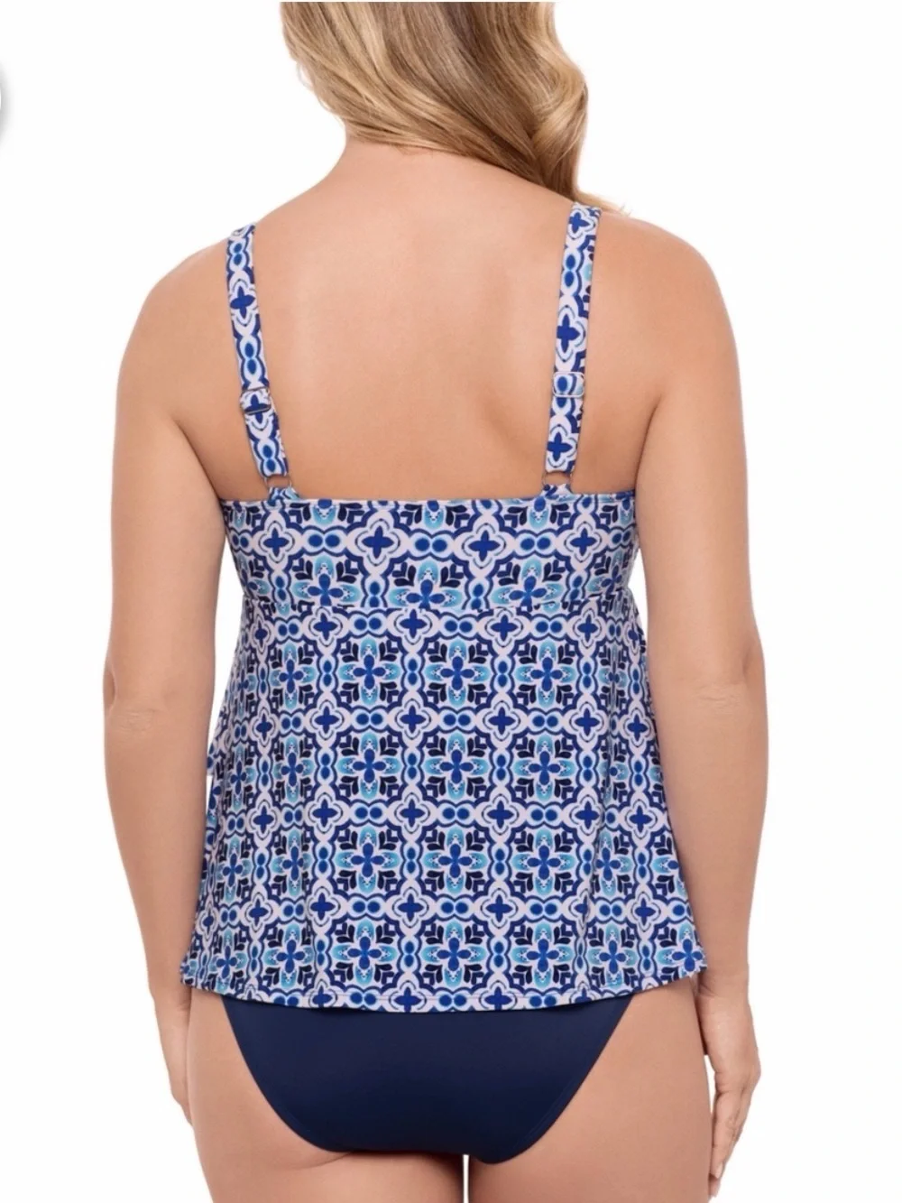 Swim Solutions Women’s High-Low Double-Tier One-Piece Swimsuit - Picture 2 of 3